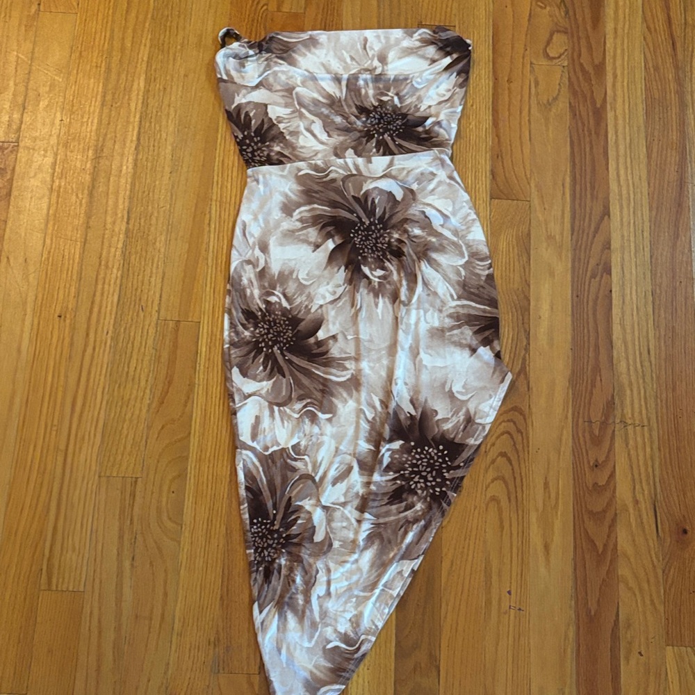 Floral Brown and Cream Women's Dress